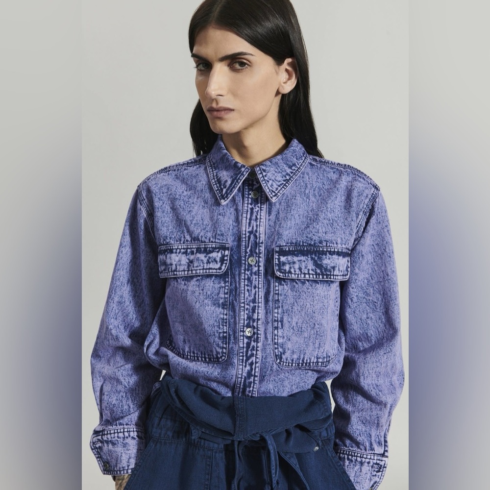 RACHEL COMEY SUPPLY SHIRT - LAVENDER ACID WASH worn once